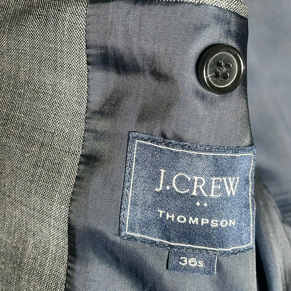 J.Crew Mens Thompson Slim Fit Suit Worsted Wool Gray jacket 36S pant 30 waist - Picture 5 of 17